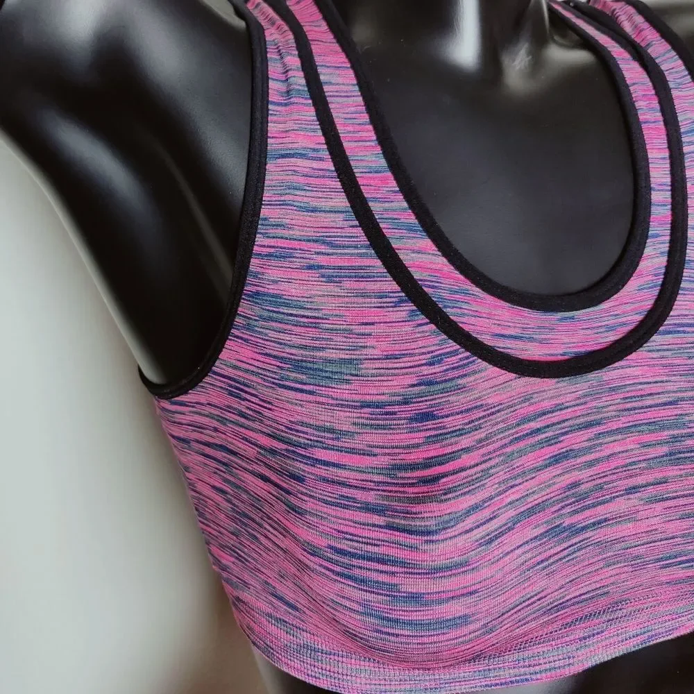 Women's Pink Seamless Double Intertwined Sports Bra, Size S